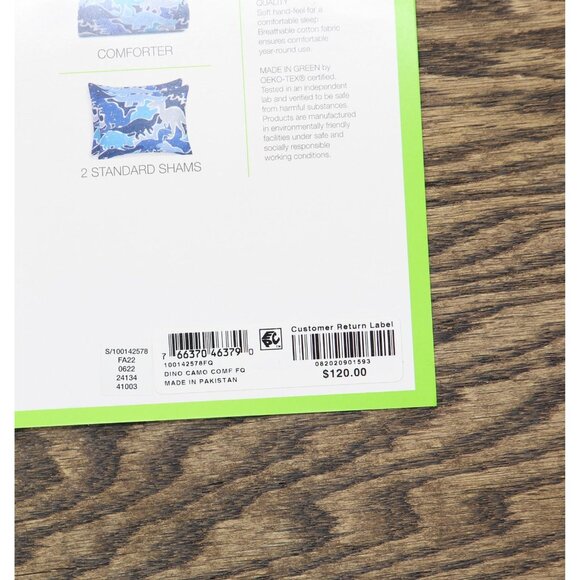 Charter Club Kids Dino Camo 3-Piece Cotton Comforter Set Blue Multi Full / Queen - Picture 7 of 12